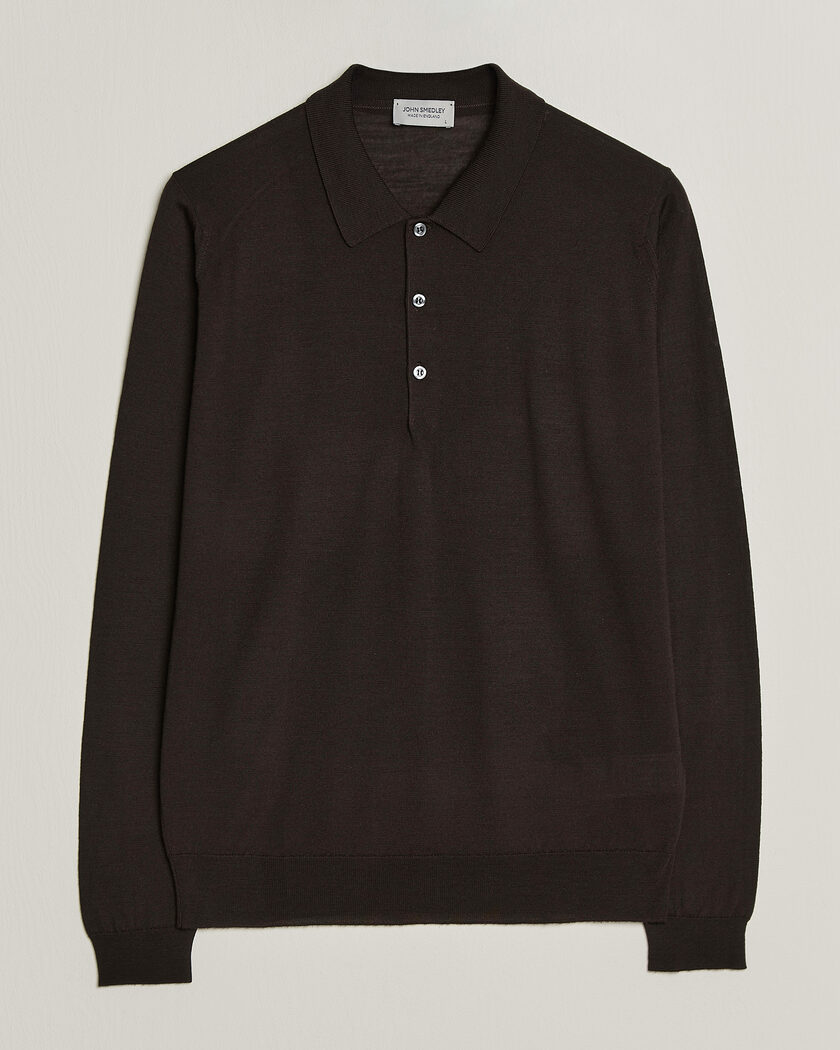 John Smedley Belper Extra Fine Merino Polo Pullover Faulkner Brown – Marrone