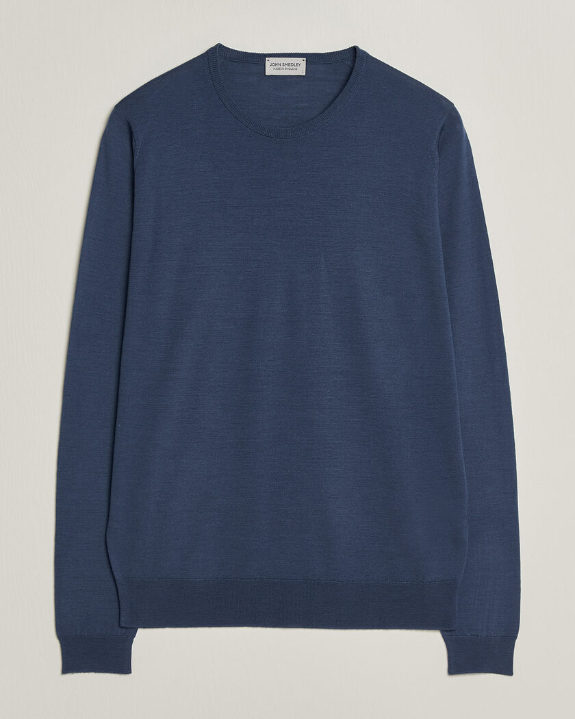 John Smedley Lundy Extra Fine Merino Crew Neck Teal Firth – Blu