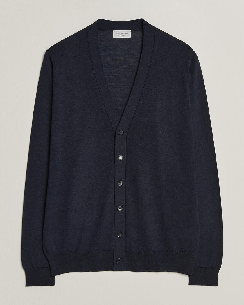 John Smedley Bradrick Extra Fine Merino Cardigan Midnight – Blu