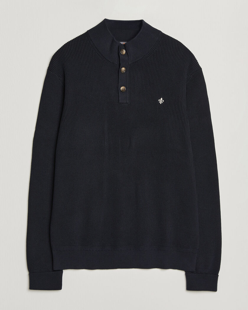 Morris Niall Half Button Sweater Old Blue – Blu