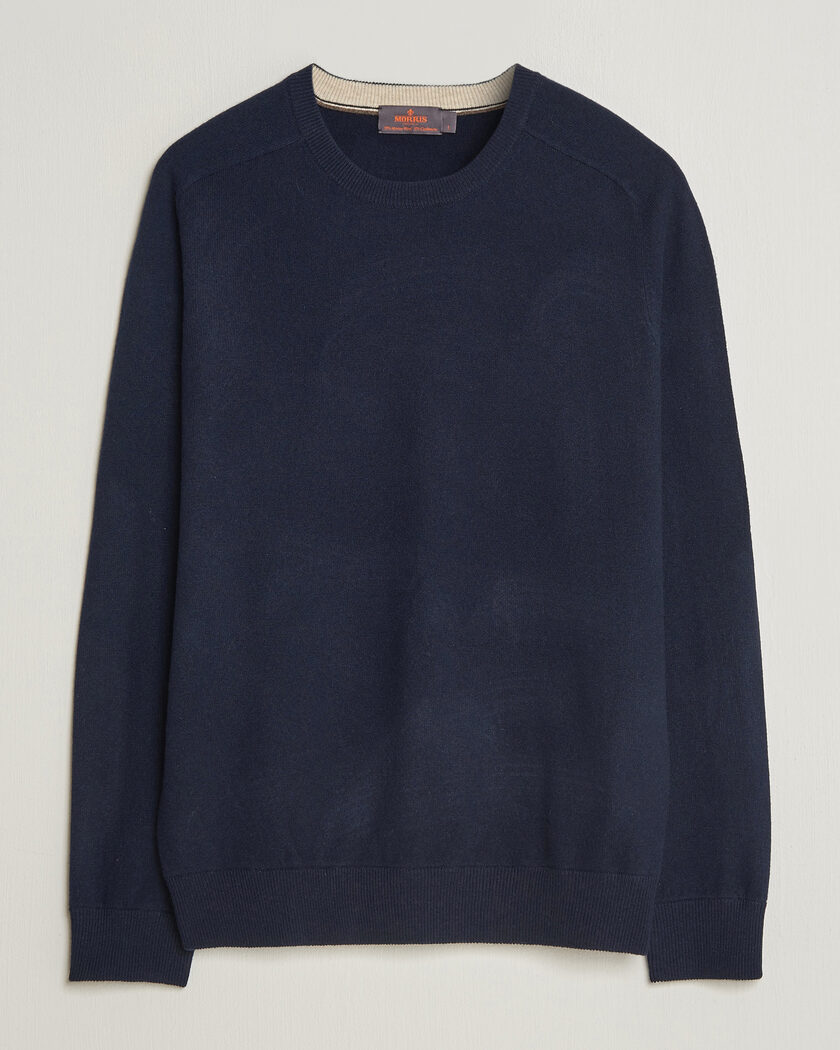 Morris Wilfred Cashmere O-Neck Navy – Blu