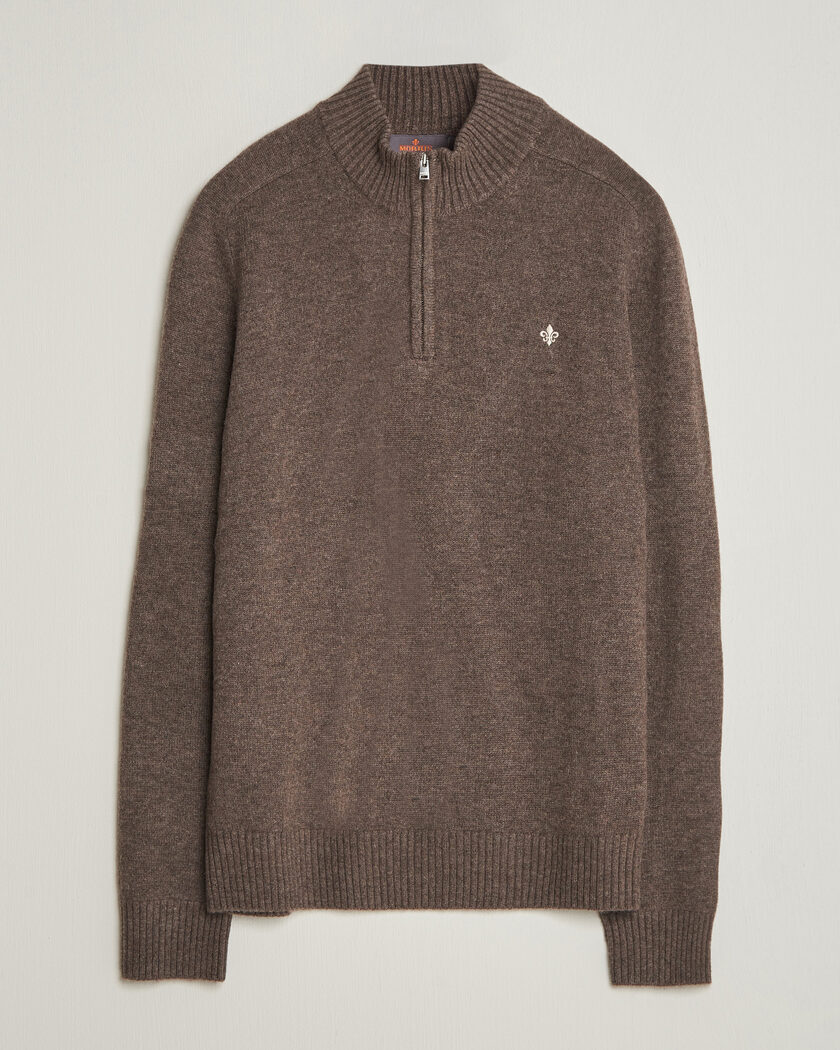 Morris Hertford Lambswool Half Zip Brown – Marrone