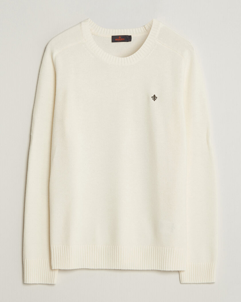 Morris Hertford Lambswool Crew Neck Off White – Bianco