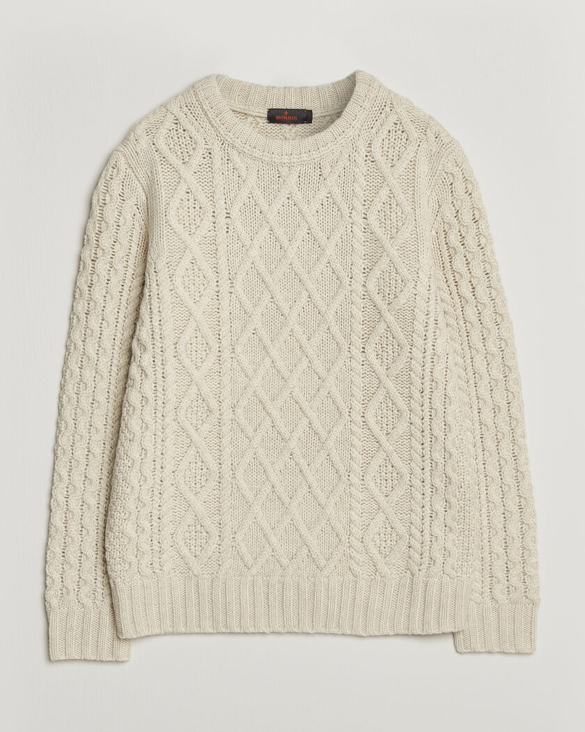 Morris Ramsey Cable Sweater Off White – Bianco