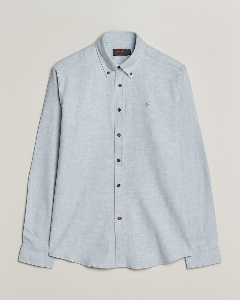 Morris Flannel Herringbone Shirt Light Blue – Blu