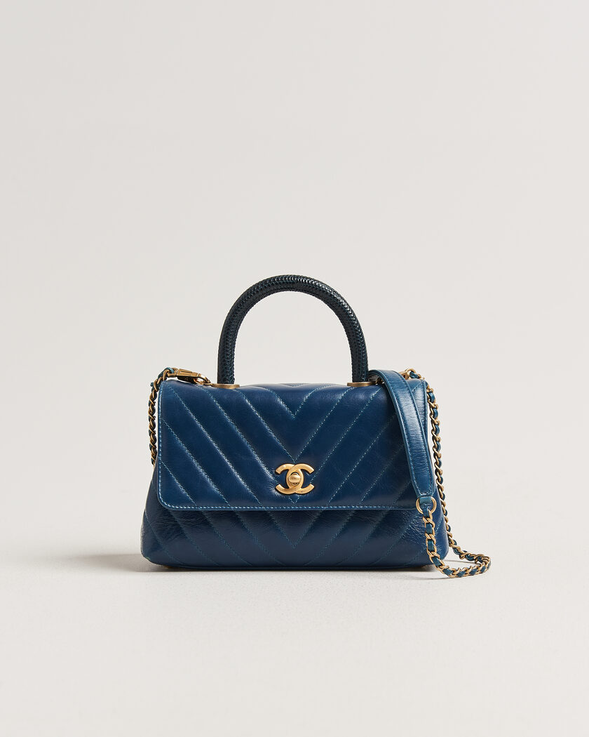 Chanel Pre-Owned Coco Handle Chevron Bag Blue – Blu