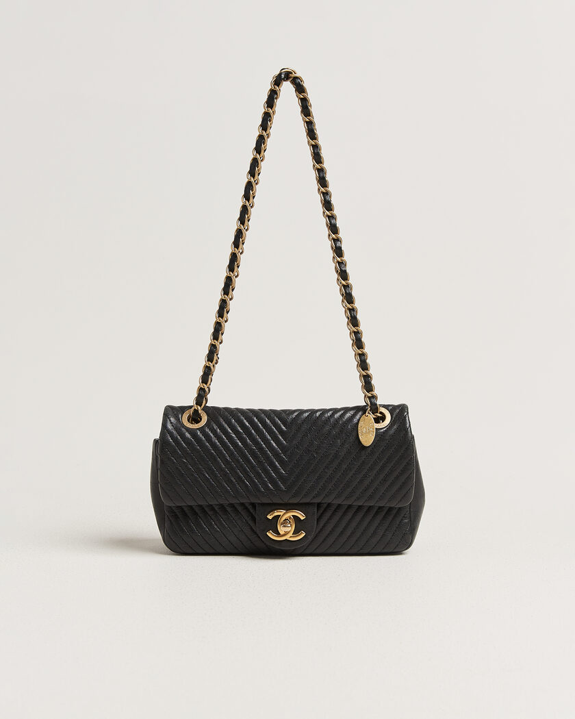 Chanel Pre-Owned Chevron Small Flap Bag Black – Nero