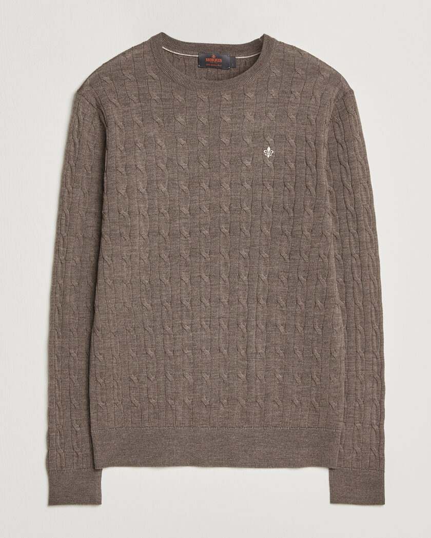 Morris Merino Cable O-Neck Brown – Marrone