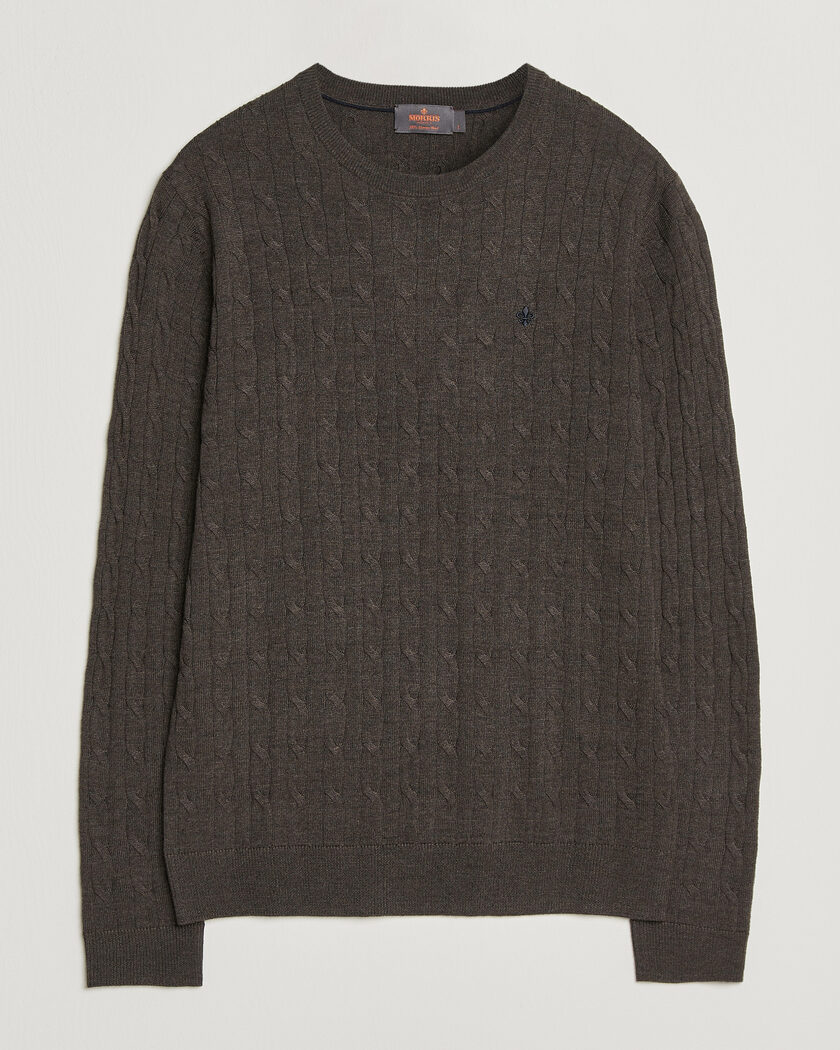 Morris Merino Cable O-Neck Brown – Marrone
