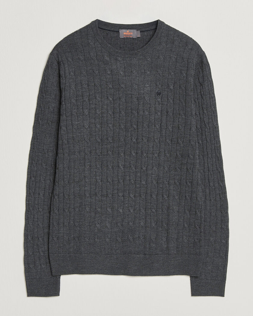 Morris Merino Cable O-Neck Grey – Grigio