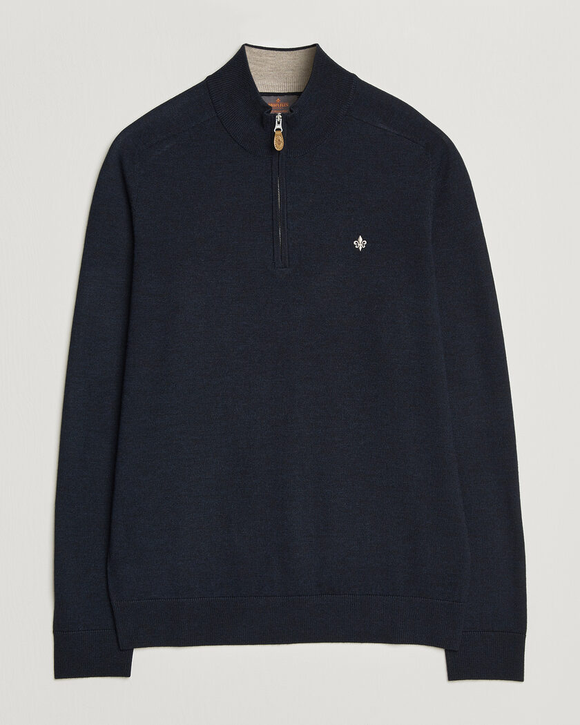 Morris John Merino Half Zip Navy – Blu