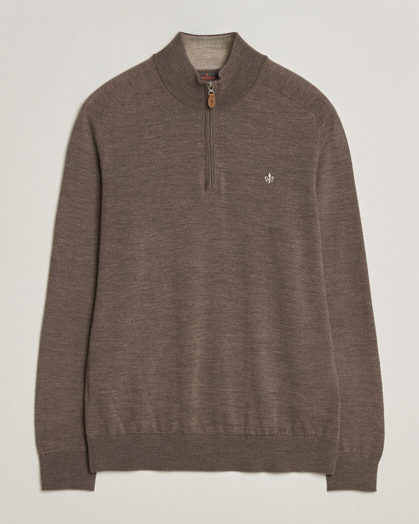Morris John Merino Half Zip Brown – Marrone