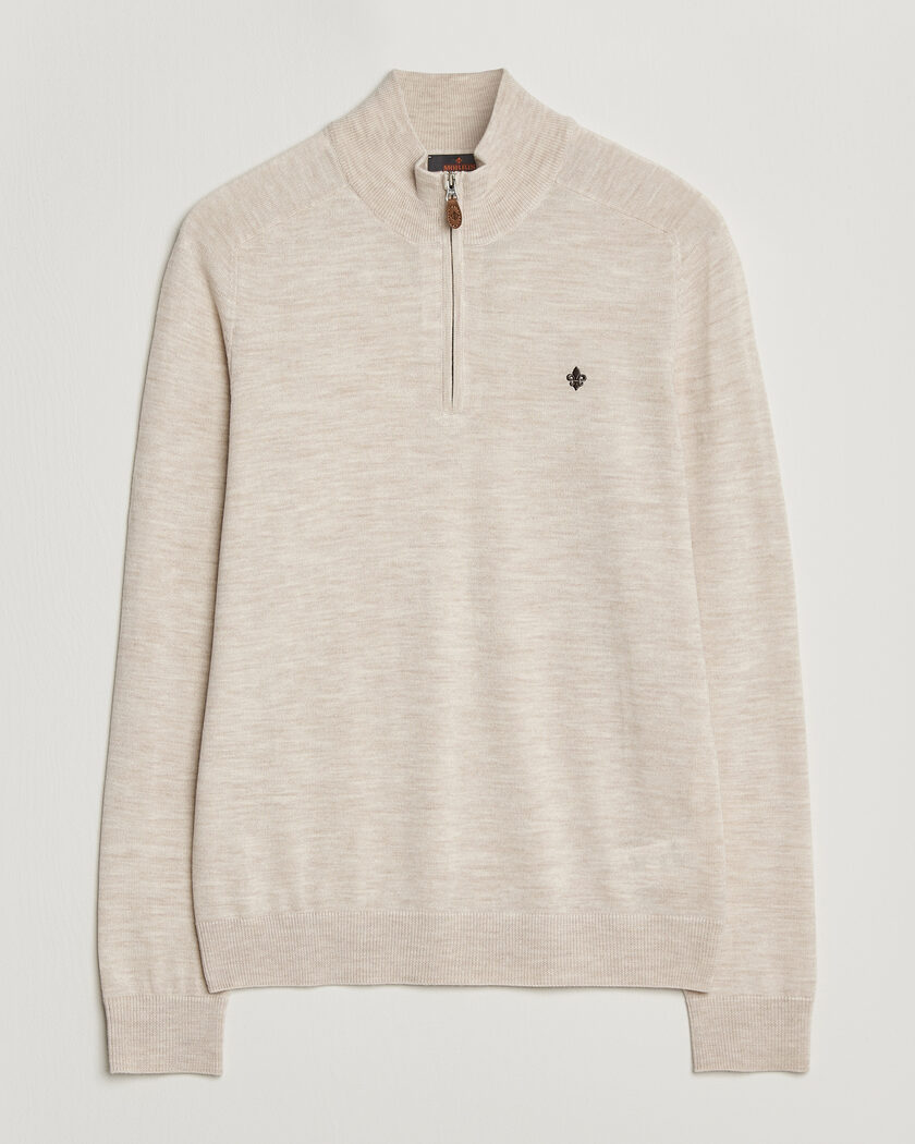 Morris John Merino Half Zip Off White – Bianco