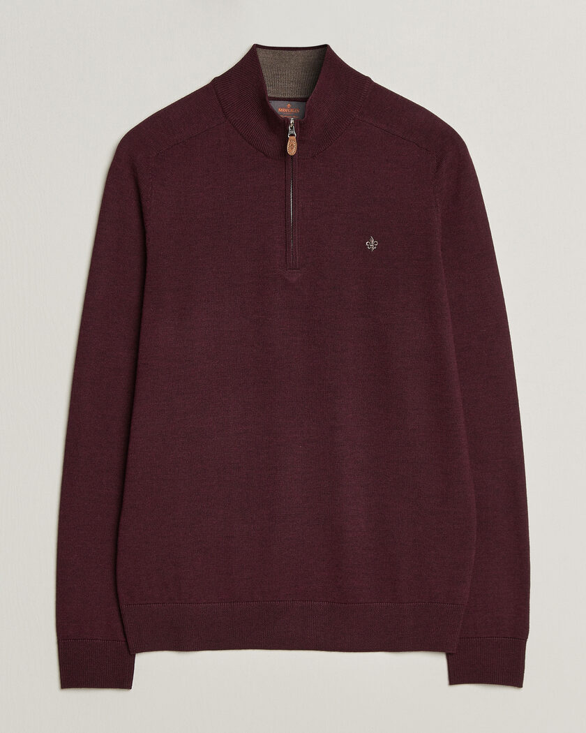 Morris John Merino Half Zip Wine Red – Rosso