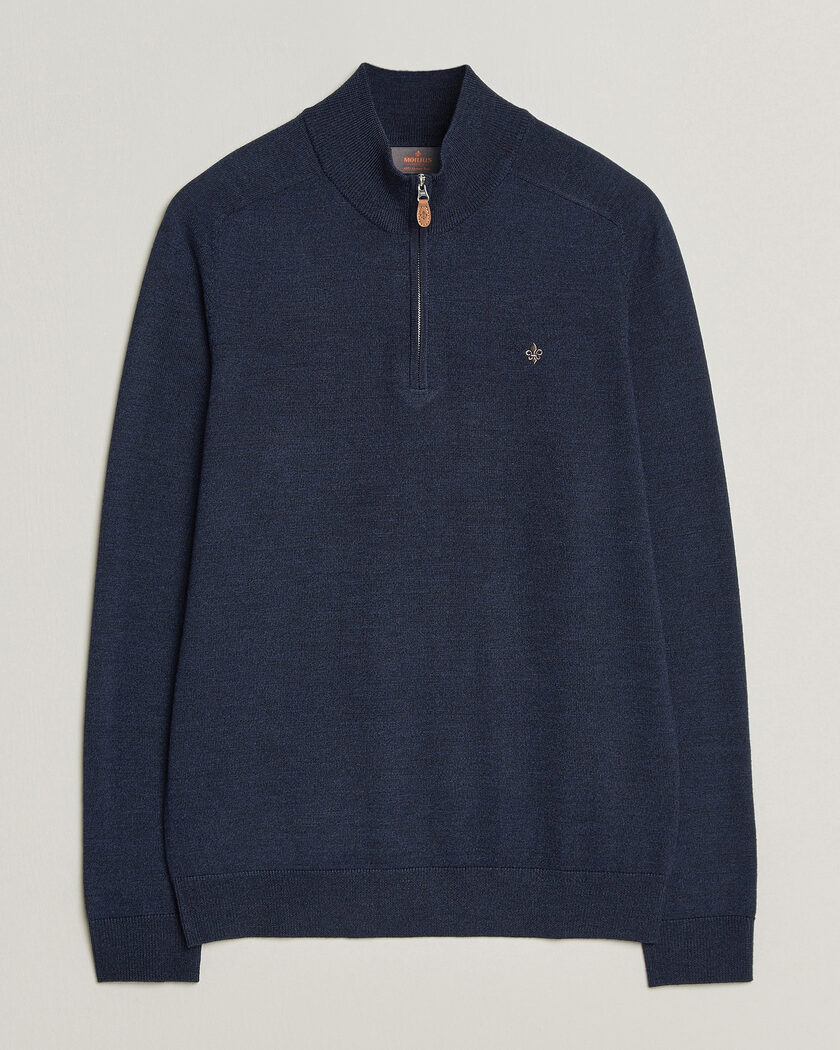 Morris John Merino Half Zip Ocean Blue – Blu