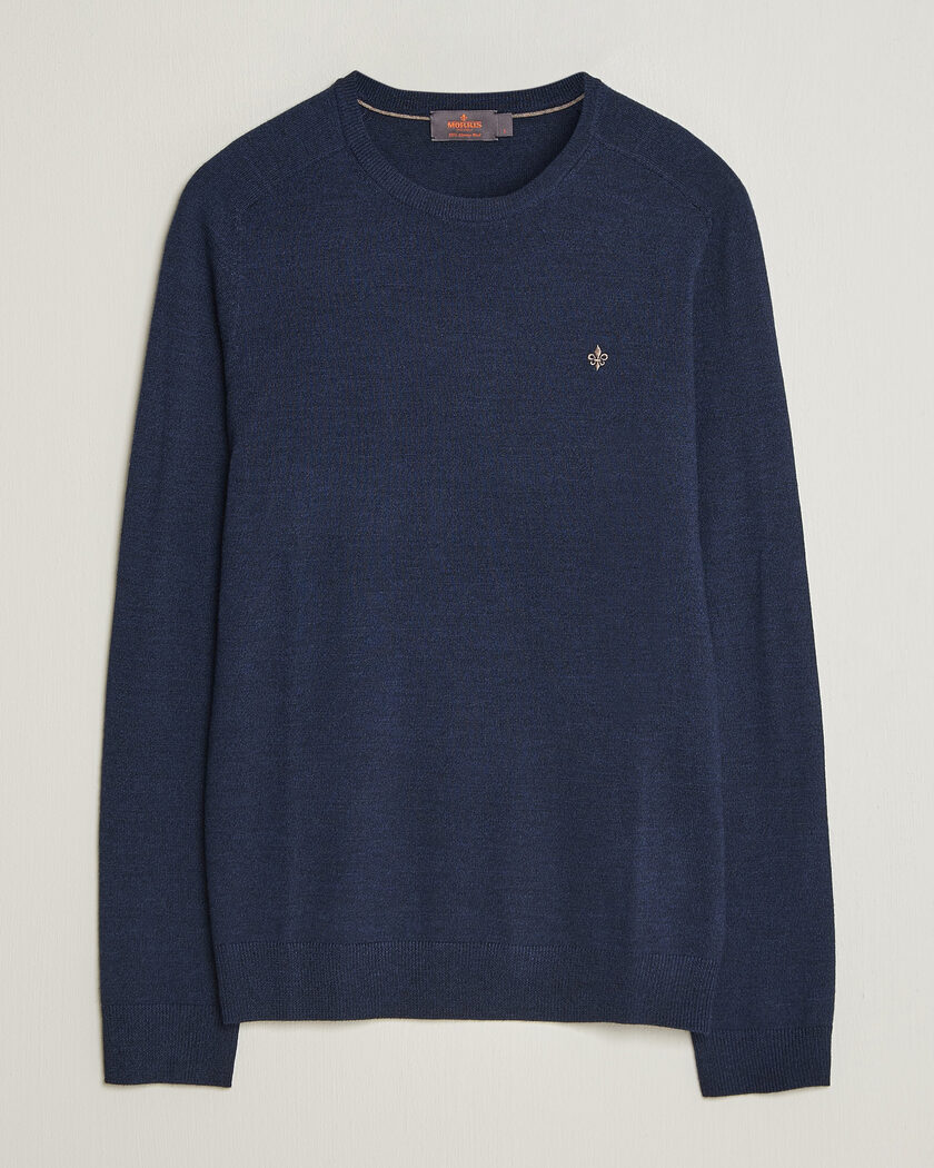 Morris Merino O-Neck Navy – Blu