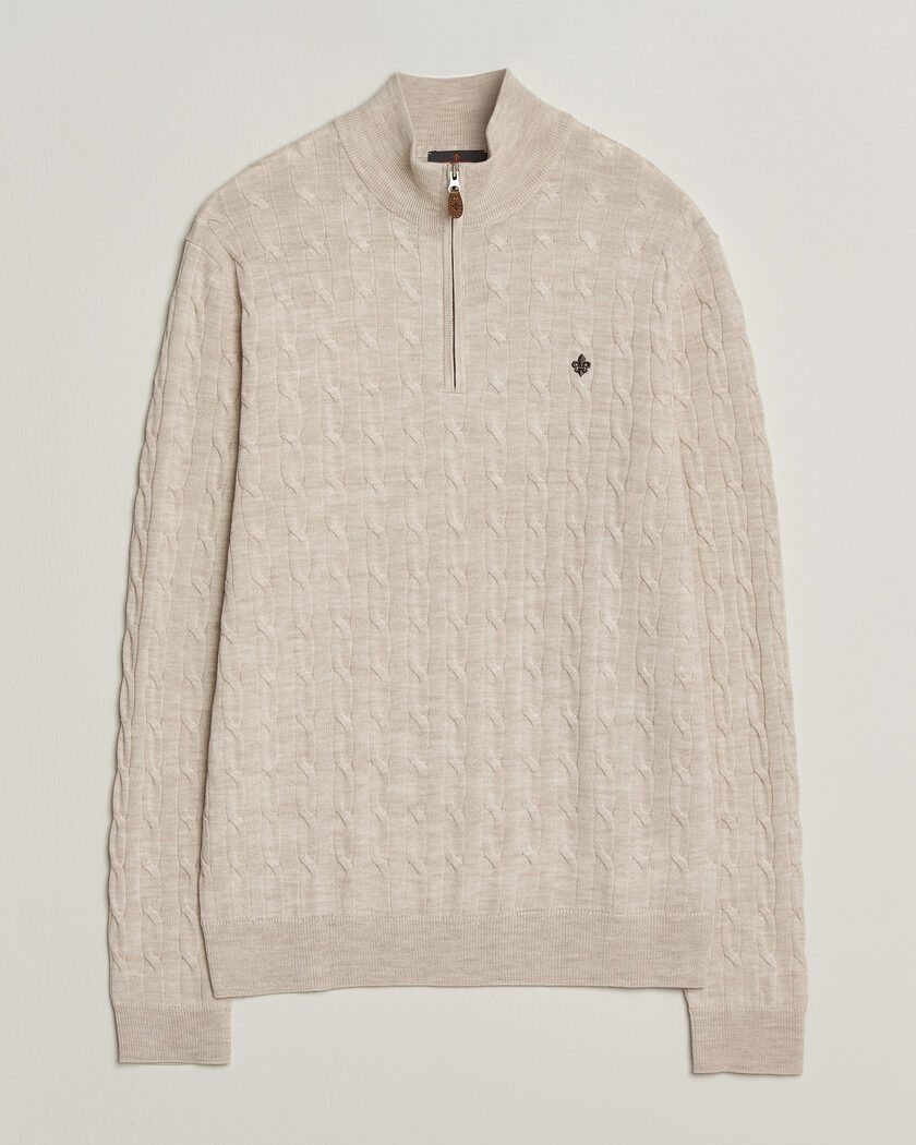 Morris Merino Cable Half Zip Off White – Bianco