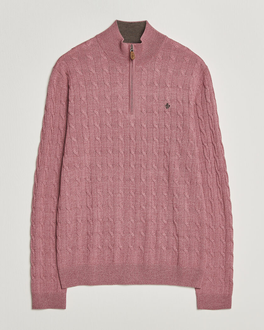 Morris Merino Cable Half Zip Cerise – Rosa
