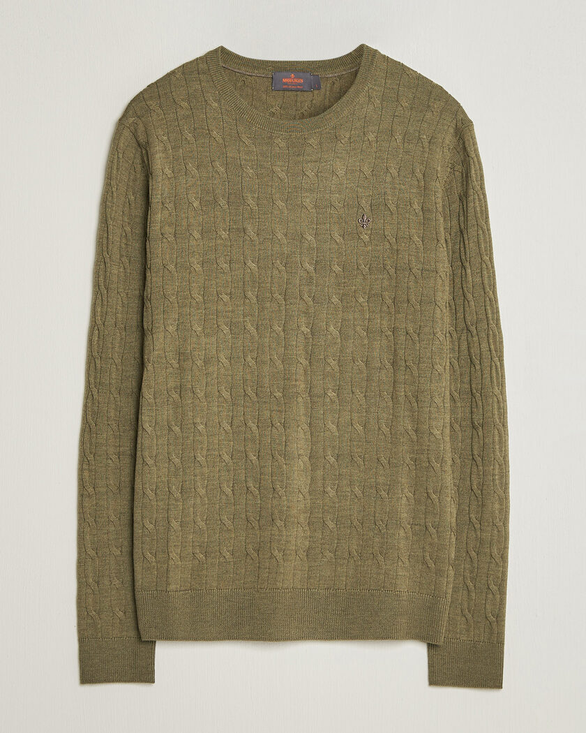 Morris Merino Cable O-Neck Olive – Verde