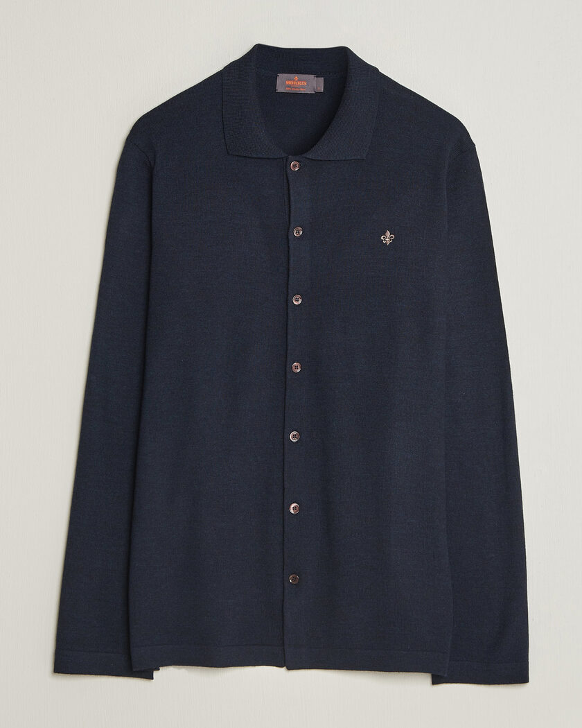 Morris Merino Shirt Cardigan Navy – Blu