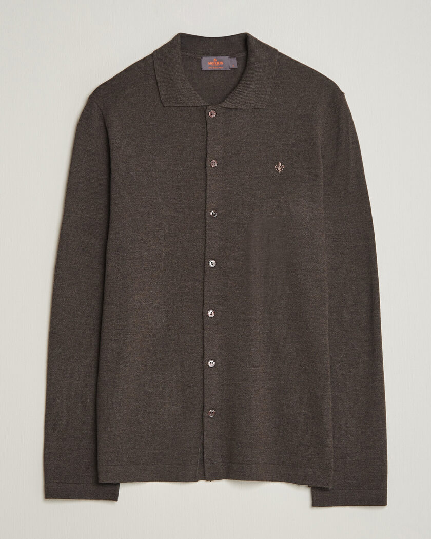 Morris Merino Shirt Cardigan Brown – Marrone