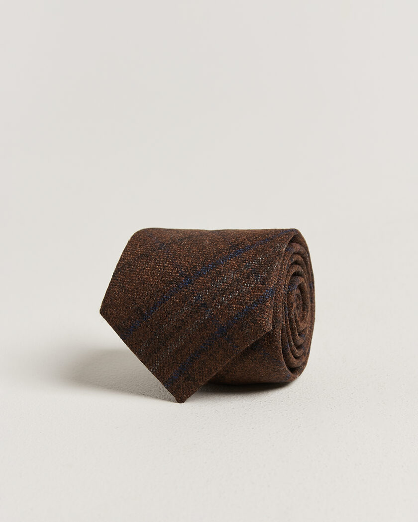 Amanda Christensen Wool Checked 8cm Tie Rust – Marrone