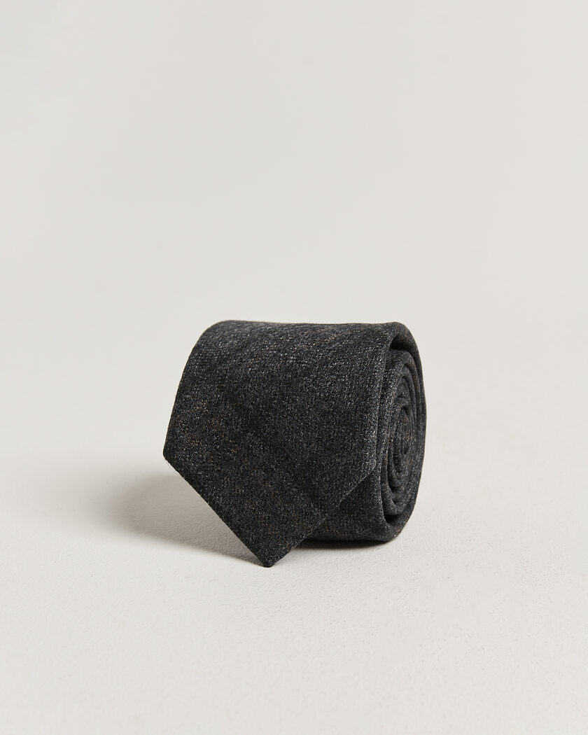 Amanda Christensen Wool Checked 8cm Tie Dark Grey – Grigio