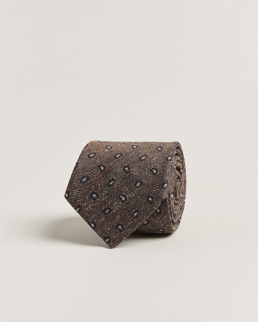Amanda Christensen Silk Bourette Paisley 8cm Tie Brown – Marrone