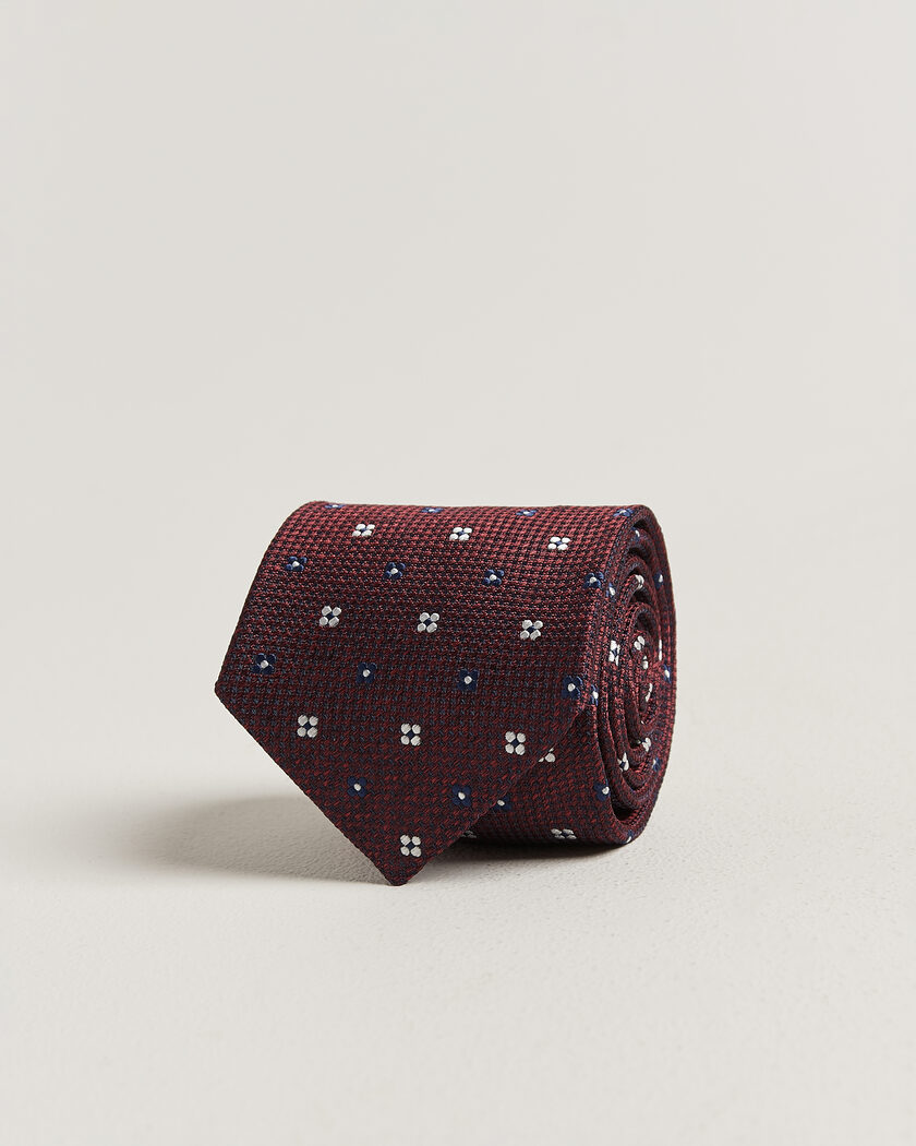 Amanda Christensen Silk Flower 8cm Tie Wine – Rosso