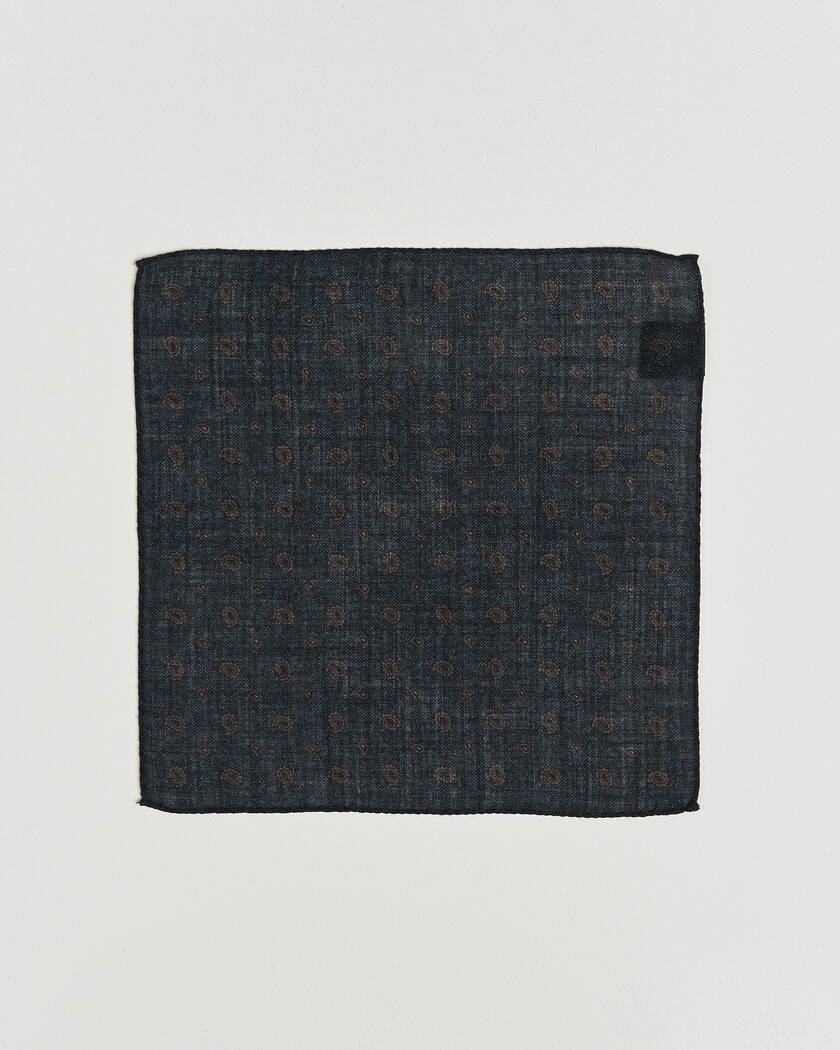 Amanda Christensen Wool Paisley Pocket Square Navy – Blu