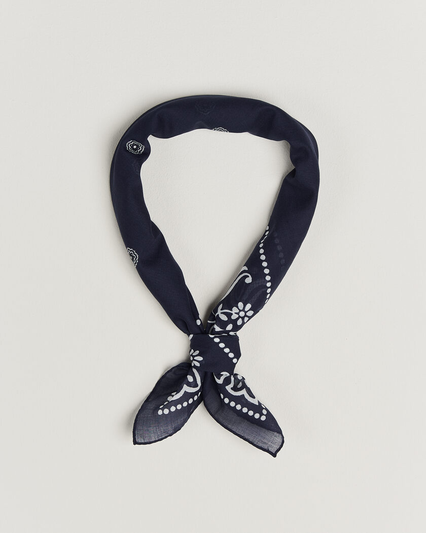 Amanda Christensen Cotton Voile Printed Flower Bandana Navy – Blu