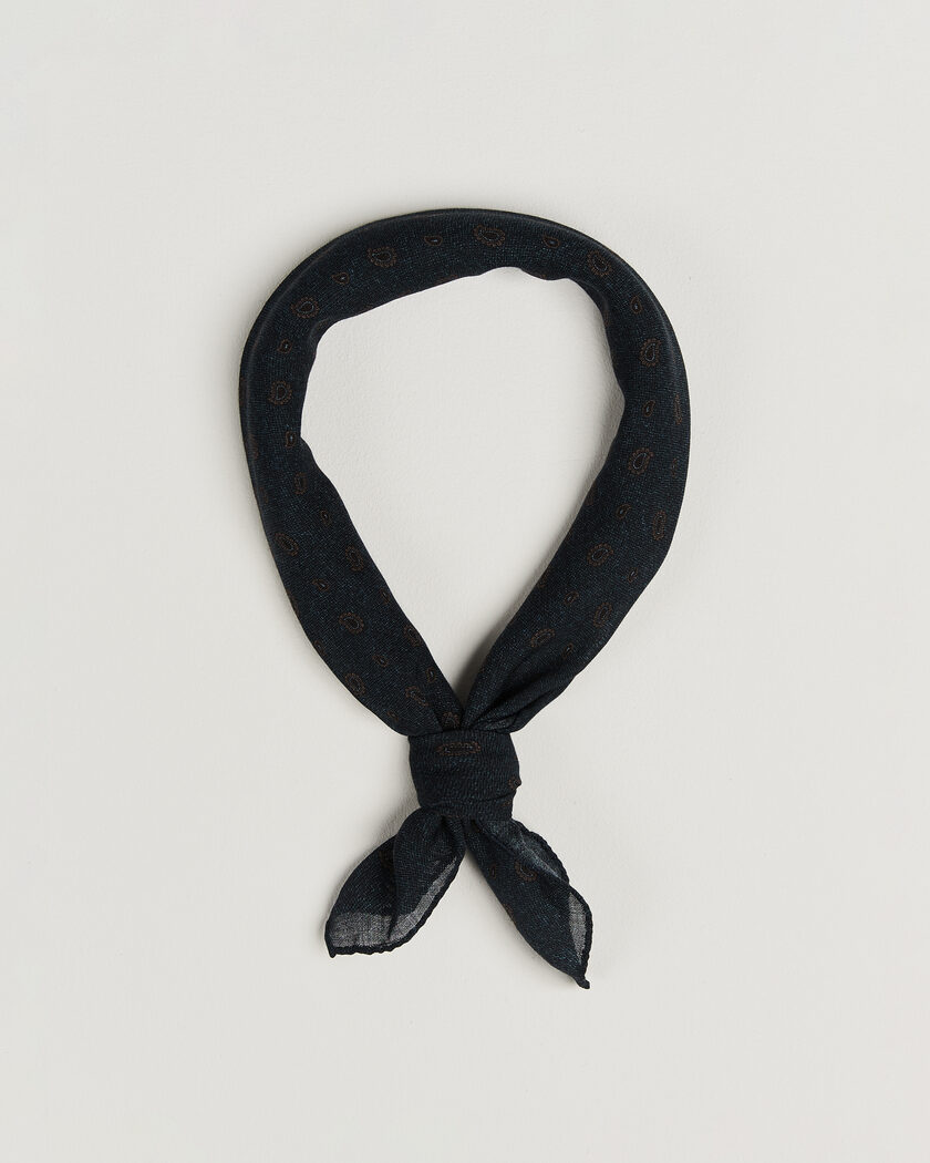 Amanda Christensen Wool Printed Paisley Bandana Navy – Blu