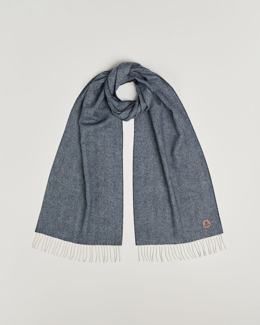 Amanda Christensen Wool Herringbone Scarf Navy – Blu
