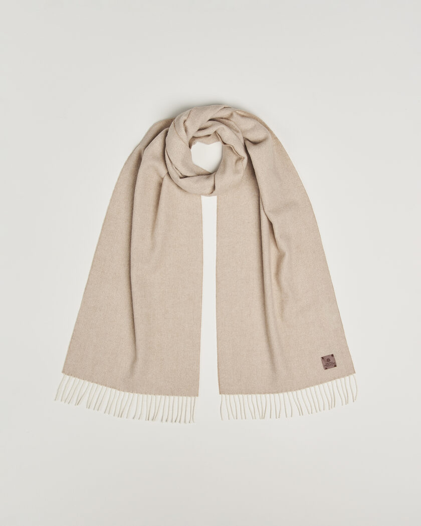 Amanda Christensen Wool Herringbone Scarf Beige – Beige