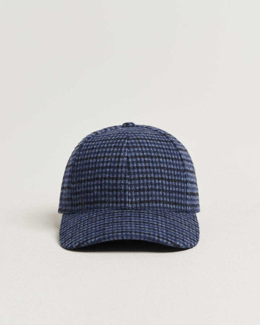Varsity Headwear Mohair Wool Checked Baseball Cap Navy – Blu