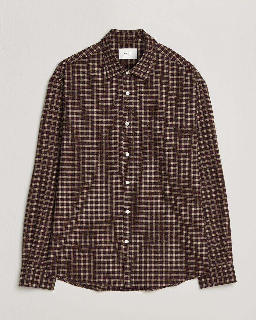 NN07 Deon Flannel Shirt Bordeaux Check – Rosso