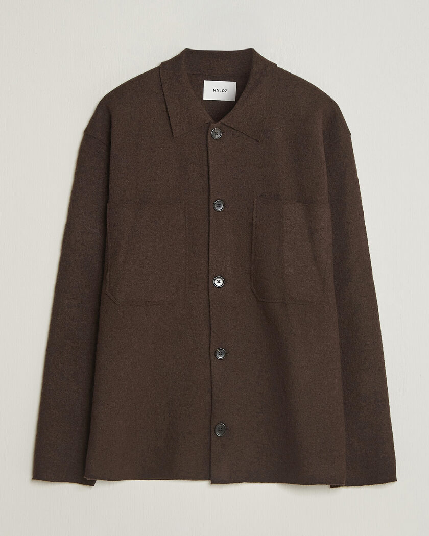 NN07 Jonas Boiled Wool Cardigan Deep Truffle – Marrone