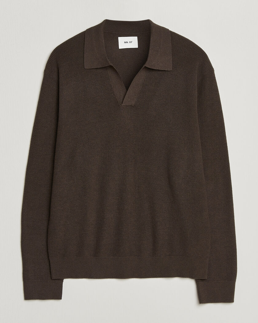 NN07 Hope Cotton/Cashmere Rib Knitted Polo Brown – Marrone