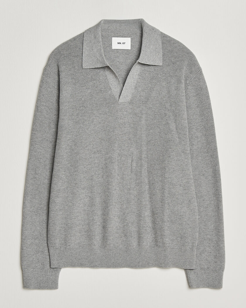 NN07 Hope Cotton/Cashmere Rib Knitted Polo Grey – Grigio