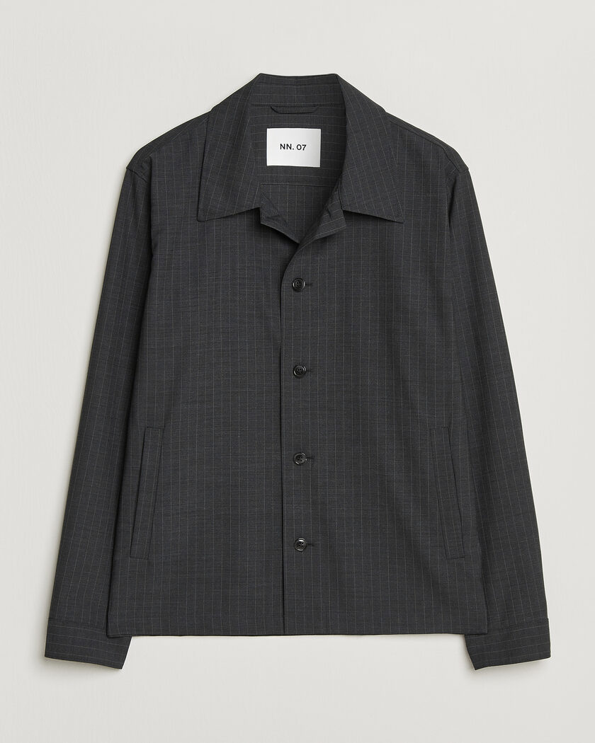 NN07 Zander Wool Pinstriped Overshirt Dark Grey – Grigio