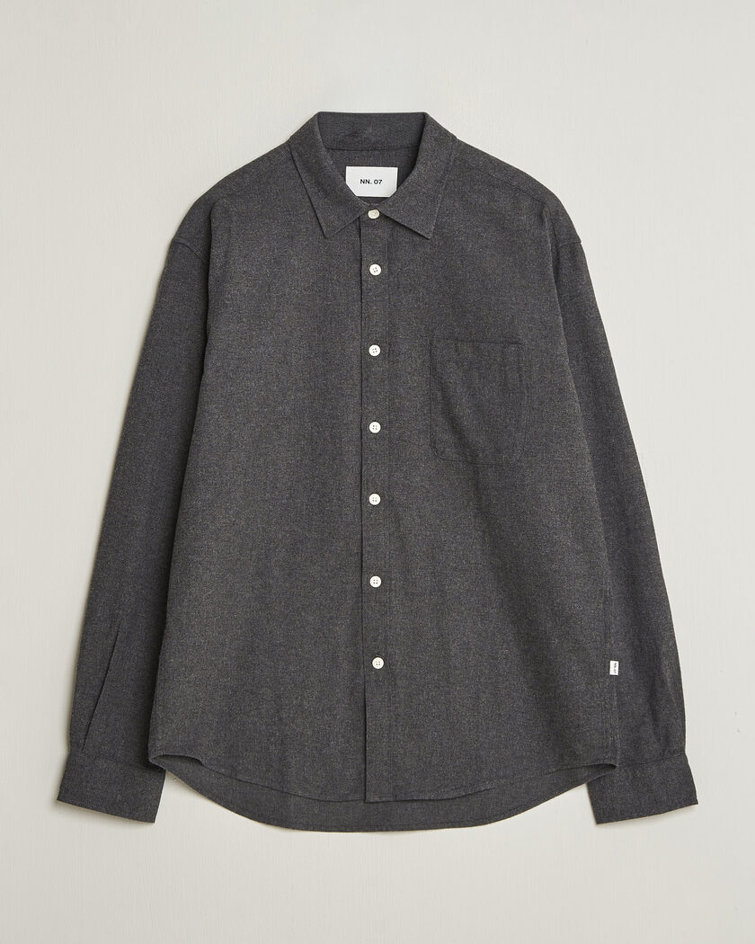 NN07 Dino Brushed Flannel Shirt Dark Grey – Grigio