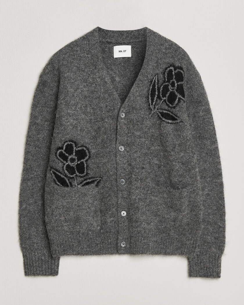 NN07 Kyle Alpaca Knitted Cardigan Dark Grey Melange – Grigio