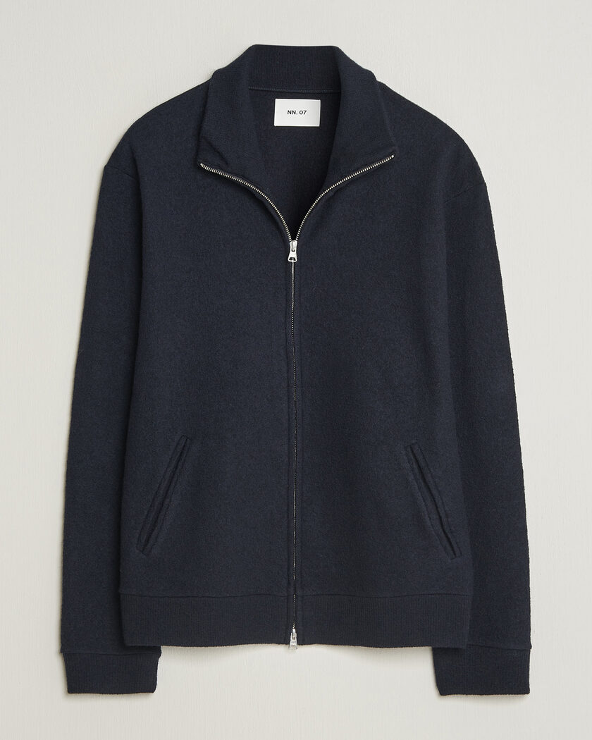 NN07 Soft Boiled Wool Full Zip Navy Blue – Blu