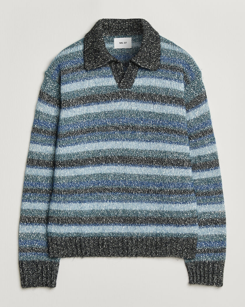 NN07 Erling Striped Knitted Polo Navy Multi – Multicolore