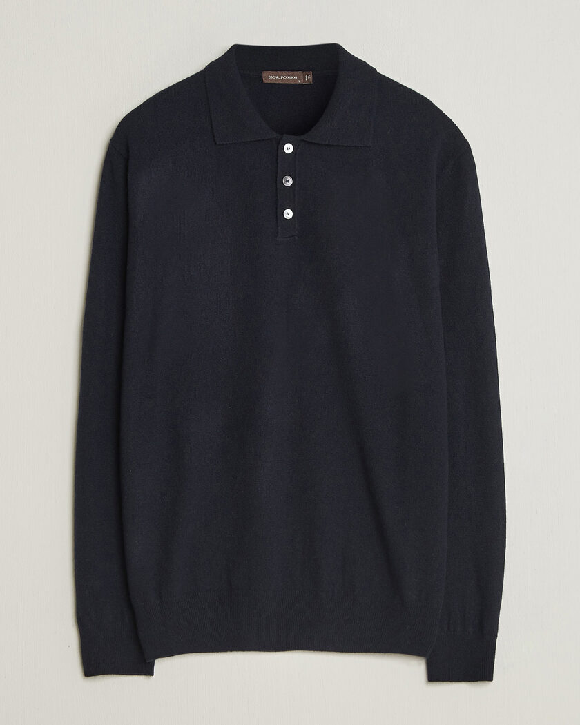 Oscar Jacobson Pepe Wool/Cashmere Polo Navy – Blu