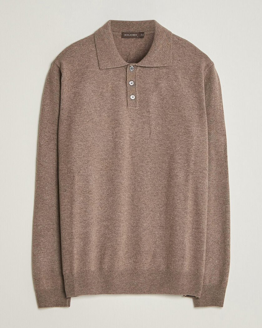 Oscar Jacobson Pepe Wool/Cashmere Polo Light Brown – Marrone