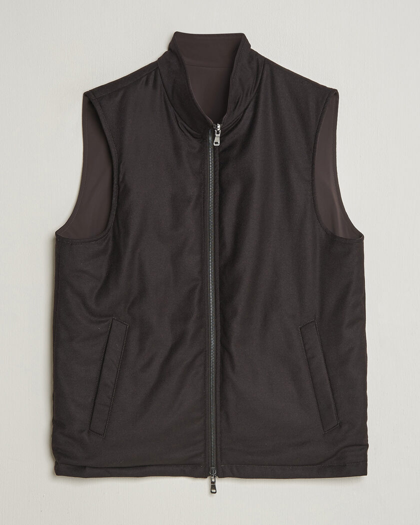 Oscar Jacobson Nylon/Wool Reversible Vest Brown – Marrone