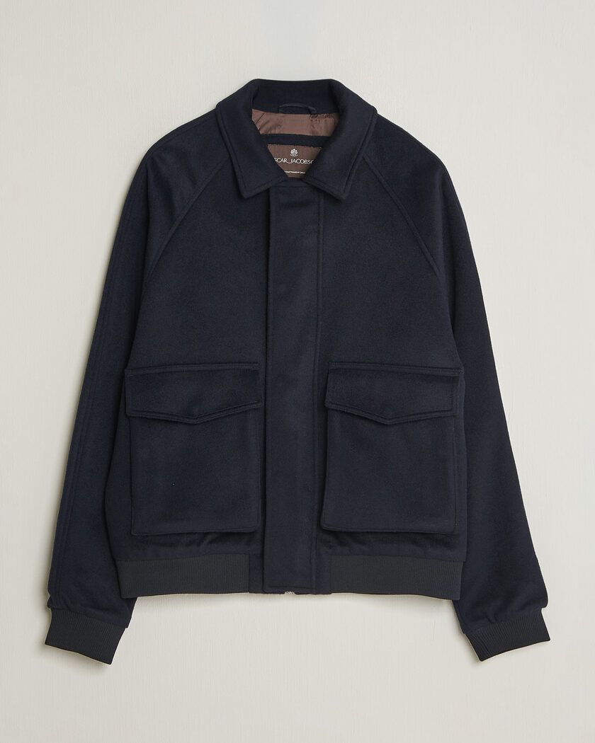  Oscar Jacobson Aviator Wool Jacket Navy – Blu