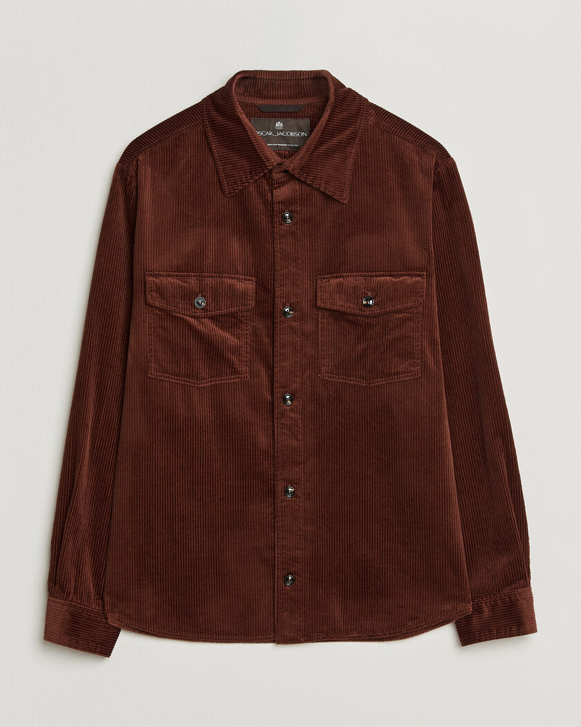 Oscar Jacobson Magnus Cord Shirt Jacket Burgundy – Rosso