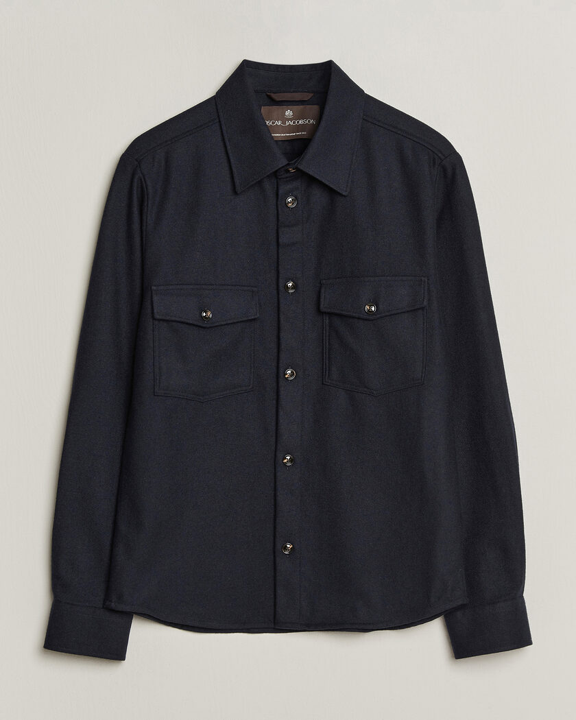 Oscar Jacobson Magnus Wool Shirt Jacket Navy – Blu